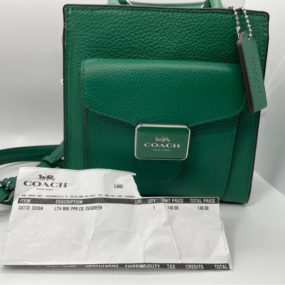 Coach Mini Pepper Crossbody in Green Leather with Silver Hardware - Picture 2 of 14